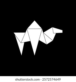 Camel Shape Inspired by Origami Form, can use for Logo, Pictogram, Animal Figure, Website, Apps, or Graphic Design Element. Vector Illustration