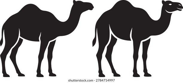 Camel side profile, camel with hump, desert animal.