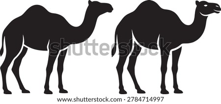 Camel side profile, camel with hump, desert animal.