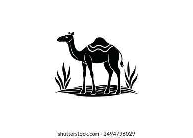 Camel silhouette black vector art illustration