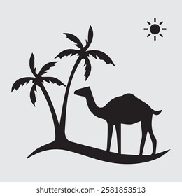 Camel silhouette in the desert, camel silhouette 