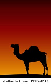 Camel silhouette - Desert sunset - Editable layered illustration