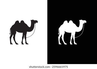 Camel silhouette icon, Camel icon vector, black white camel animal silhouette