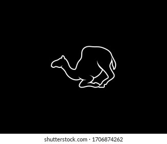 Camel Silhouette auf schwarzem Hintergrund. Einzelne Vektorillustration Tiervorlage für Logofirma, Symbol usw.