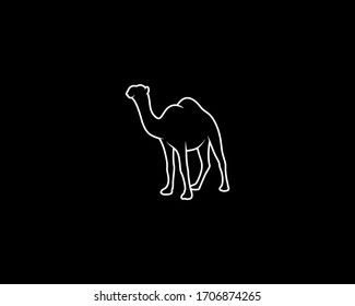 Silhouette de camello sobre fondo negro. Plantilla de animales vectores aislados para empresa de logotipos, icono, símbolo, etc.