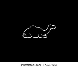 Camel Silhouette on Black Background. Isolated Vector Animal Template for Logo Company, Icon, Symbol etc