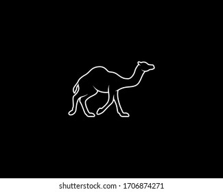 Camel Silhouette on Black Background. Isolated Vector Animal Template for Logo Company, Icon, Symbol etc