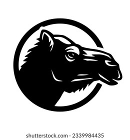 Silueta de camello, logotipo de forma redonda.