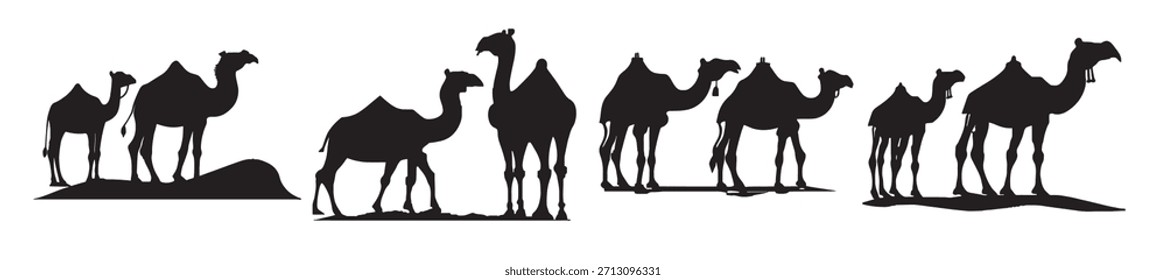 camel silhouette set black logo animals silhouettes icons