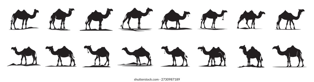 silhueta de camelo conjunto logotipo preto animais silhuetas ícones