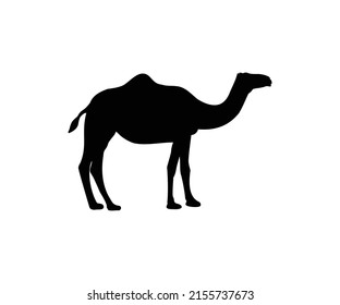 Camel Silhouette Vector Icon. Camel Simple Graphic Icon. Black Arabic Sign Isolated on White Background. Camel Symbol of Desert.