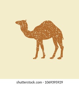 Camel silhouette vector illustration. Flat icon in grunge style