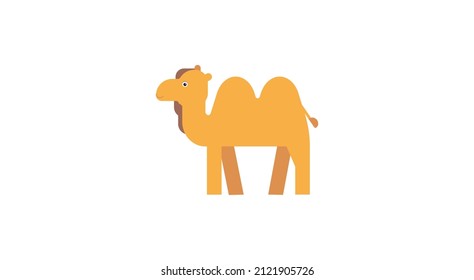 Ilustración vectorial de silueta de camello aislada en blanco. Un animal desértico de dos hitos.