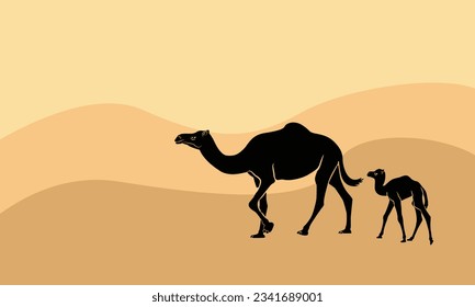 camel silhouette, vector, isolated. Camel symbol of desert. Vector illustration