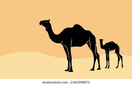 camel silhouette, vector, isolated. Camel symbol of desert. Vector illustration