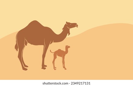 camel silhouette, vector, isolated. Camel symbol of desert. Vector illustration