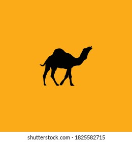 camel silhouette vector on yellow background