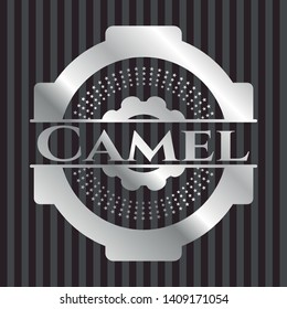 Camel silver shiny badge. Vector Illustration. Mosaic.