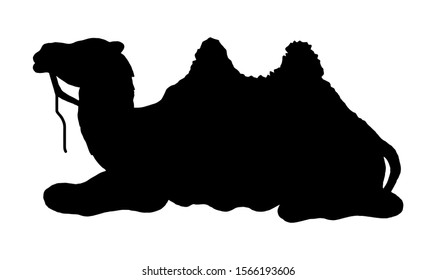 Camel simple graphic icon. Black arabic sign isolated on white background. Camel symbol of desert. Vector illustration.