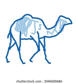 Camel sketch icon vector. Hand drawn blue doodle line art Camel sign. isolated symbol illustration