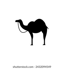 Camel Solid Design Style Icon. Simple Arabic Desert Animal Vector Illustration.