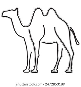 camel strokes on a white background. Vector illustration.