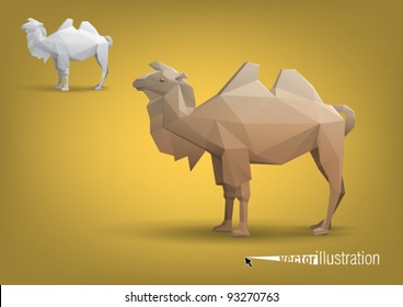 Camel stylized triangle polygonal model, vector eps10