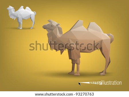 Camel stylized triangle polygonal model, vector eps10