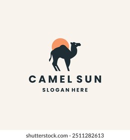 Camel sun logo template vector illustration design