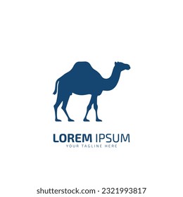 Camel symbol blue camel on white background. vector design template for logo, emblem and print.