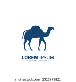 Camel symbol isolated blue camel on white background. vector design template for logo, emblem and print.