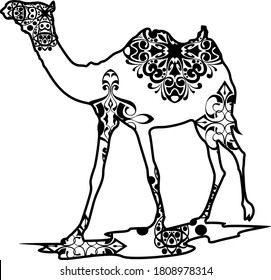 Diseño negro de vectores de camello con patrón natural