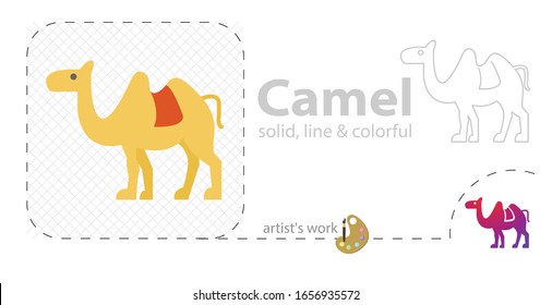 Camel vector flat illustration icon