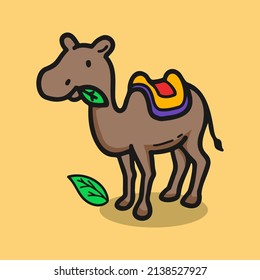 Ilustración del icono del vector del camello. Dibujo manual Doodle ramadan kareem 