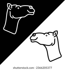 Camel Vector Icon, Lineal style icon, from Animal Head icons collection, isolated on Black and white Background.