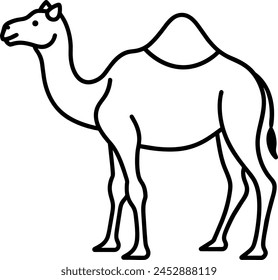 Ilustración vectorial de camello con arte de línea.