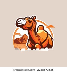 Camel Vector Logo Icon Sports Mascot flat illustration