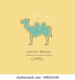 Camel vector thin line icon. Colored isolated symbol. Logo template for riding tour, element for travel agency products, tour brochure, excursion banner. Simple mono linear modern design.