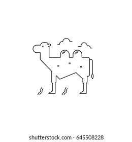 Camel vector thin line icon. Black on white isolated symbol. Logo template for riding tour, element for travel agency products, tour brochure, excursion banner. Simple mono linear modern design.