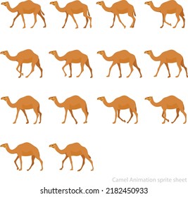Camel Walk - Animation Sprite Sheet,
Camel Walk Cycle Animation Sequence, Animation Frames
