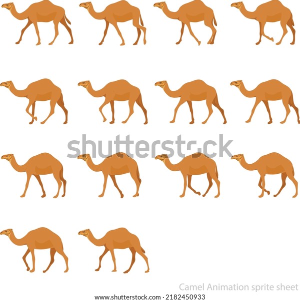 Camel Walk Animation Sprite Sheet Camel Stockvektor (royaltyfri