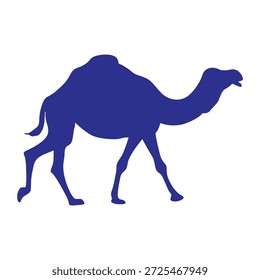 A camel walking alone in the desert landscape illustration