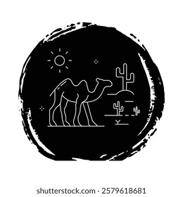 Camel Walking in Desert Vector Icon Design