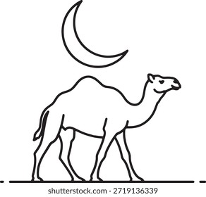 Camello Caminar Silueta Icono Vector Desierto Animal Camellos Fauna y flora Viajes Safari Logotipo Símbolo Signo Naturaleza Ilustración