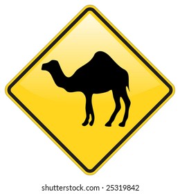 Camel Warning sign with glossy effect