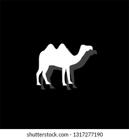 Camel. White flat simple icon with shadow