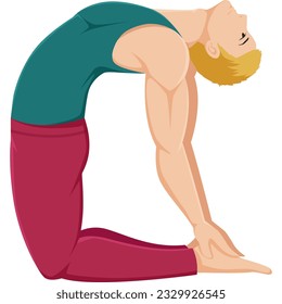 camel yoga asana pose illustraion for ui, ux, web, app, brochure, flyer and presentation design, etc.