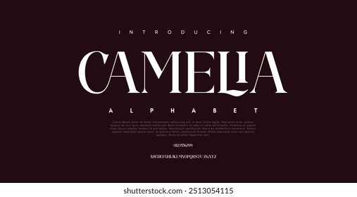 Camelia Creative futuristic font. Modern abstract digital tech font. Logo creative font, type, technology, movie, digital, music, movie. Fonts and illustration in vector format.