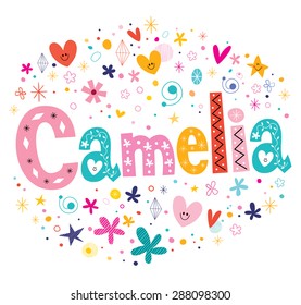 Camelia girls name decorative lettering type design