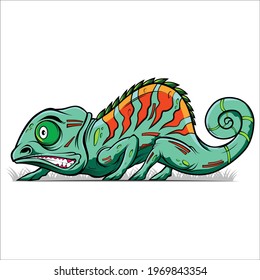 camelion green side view vector